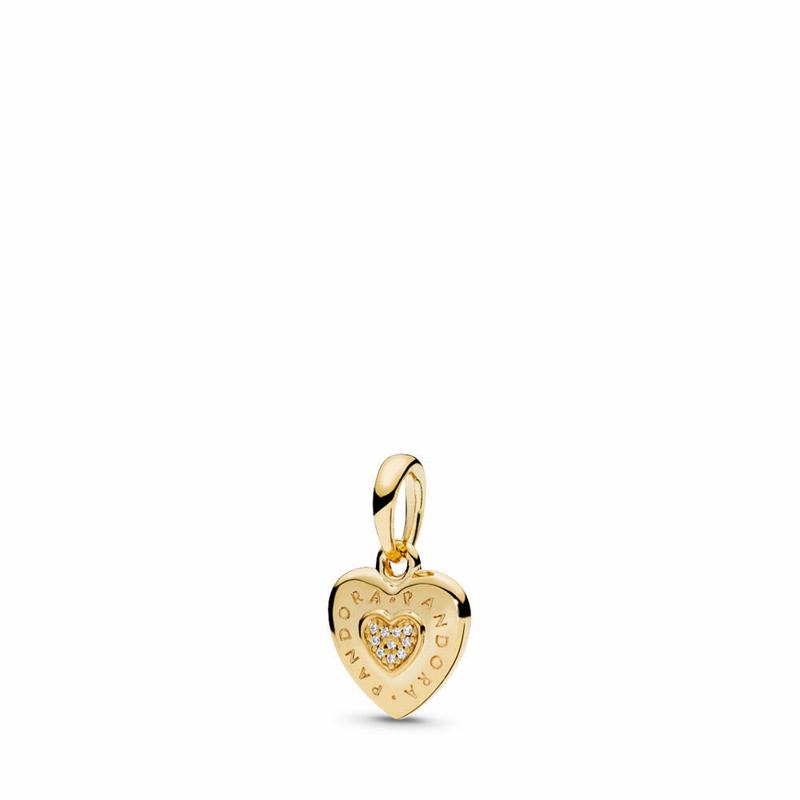 Pandora Shine™ Signature Heart Pendant - 18ct Gold Plated/Cubic Zirconia - Canada | XC1959XP